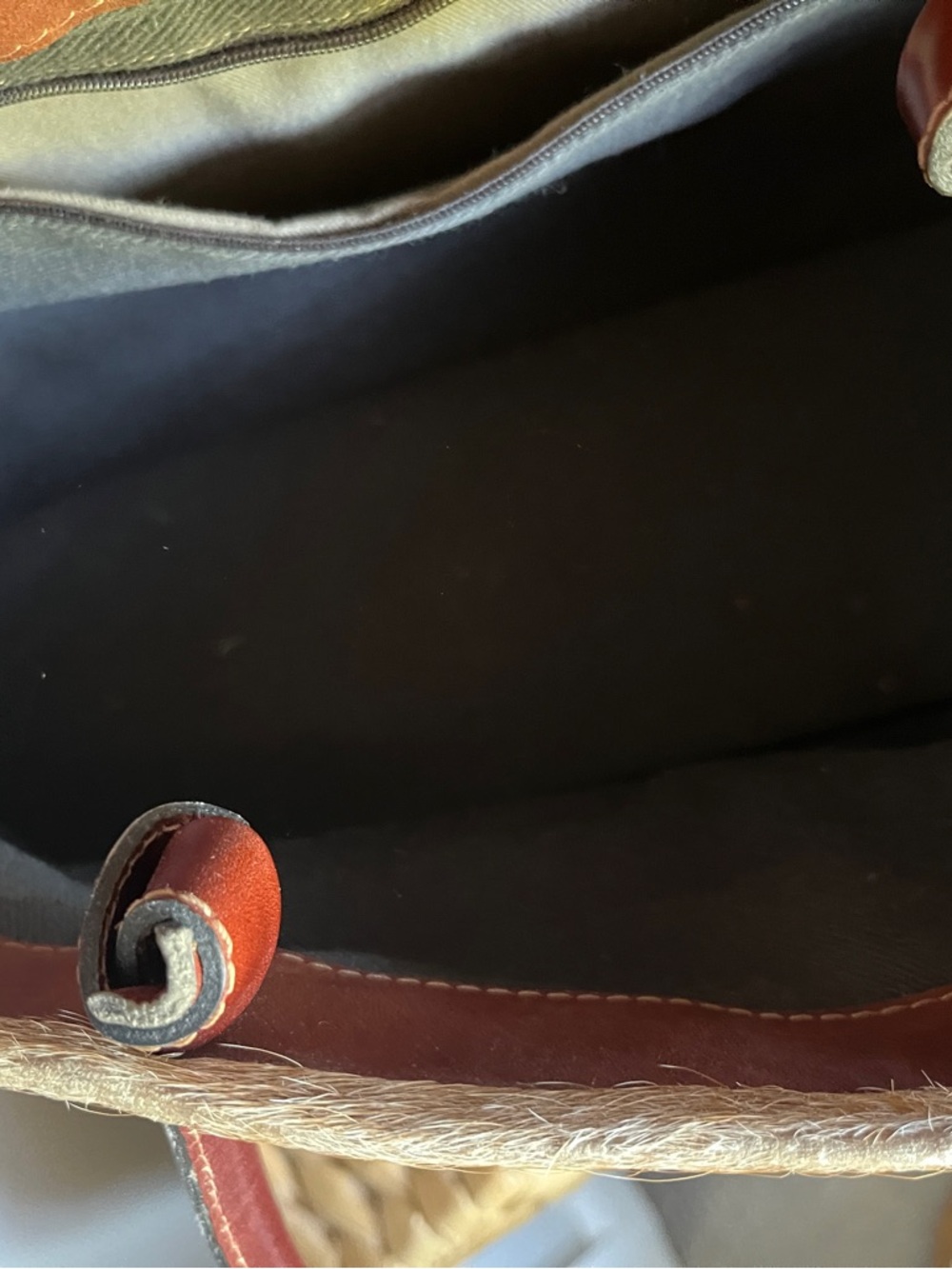 Large Foldover Leather & Haircalf Tote Bag - Picture 6 of 6